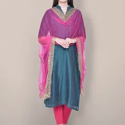 Dupatta Bazaar Ethnic Motifs Embroidered Net Dupatta with Beads and Stones image 3