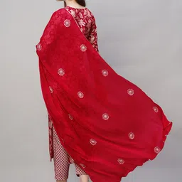 KALINI Floral Printed Regular Kurta with Trouser & Dupatta image 5