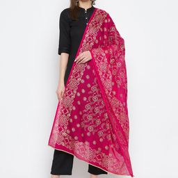 Clora Creation Magenta Printed Dupatta with Gotta Patti image 3