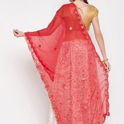 Clora Creation Ethnic Motifs Embroidered Chiffon Dupatta with Gotta Patti image 5