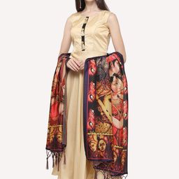 Kaizen TEXO FAB Black & Red Ethnic Motifs Printed Dupatta image 2