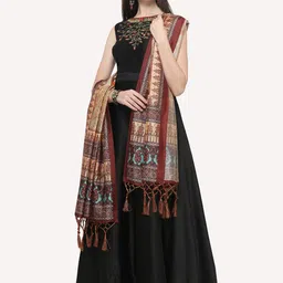 Kaizen TEXO FAB Brown & Red Ethnic Motifs Printed Dupatta image 2