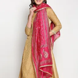 Dupatta Bazaar Fuchsia Ethnic Motifs Printed Khari Print Dupatta image 4