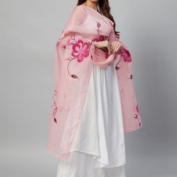 InWeave Shoulder Strap Kurta with Palazzos & Dupatta image 5