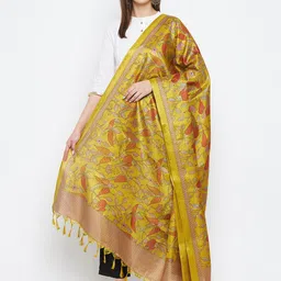 Clora Creation Mustard & Red Ethnic Motifs Printed Dupatta image 3