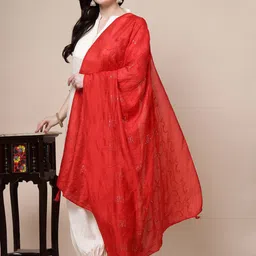 Clora Creation Ethnic Motifs Embroidered Dupatta with Sequinned image 3
