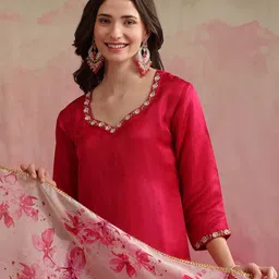 Khushal K Regular Kurta with Palazzos & With Dupatta image 4