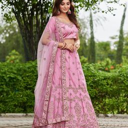 Warthy Ent Embroidered Thread Work Semi-Stitched Lehenga & Unstitched Blouse With Dupatta image 2