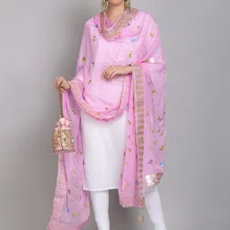 SOUNDARYA Printed Block Print Dupatta with Gotta Patti image 3