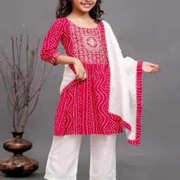 BAESD Girls Ethnic Motifs Printed Zari Round Neck Anarkali Kurta With Pyjama With Dupatta-image-69