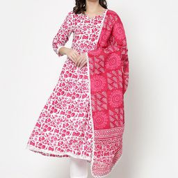 KALINI Floral Printed Regular Kurta with Trousers & Dupatta-picture-28