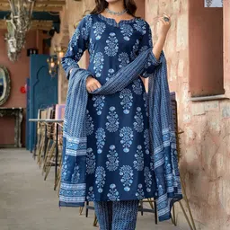 KALINI Women Ethnic Motifs Printed Regular Kurta with Trousers & With Dupatta-18