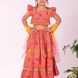 VASTRAMAY Girls Printed Ready to Wear Lehenga & Blouse With Dupatta-picture-22