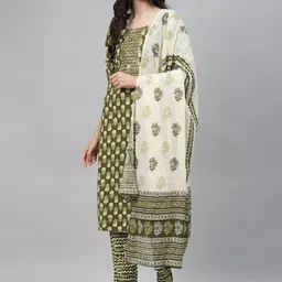 KALINI Women Floral Printed Mirror Work Kurta with Trousers & Dupatta-picture-6