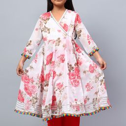 BAESD Girls Floral Printed Georgette Angrakha Silk Georgette Kurta with Palazzos & Dupatta-image-76
