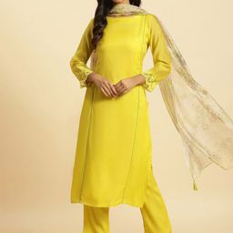 W Round Neck Regular Kurta With Straight Trousers & Dupatta-picture-6