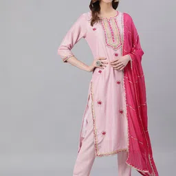 Ishin Women Floral Embroidered Kurta with Trousers & Dupatta-image-17