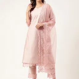 Divena Ethnic Motifs Embroidered Sequinned Kurta With Trousers & Dupatta-image-18
