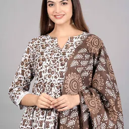 KALINI Printed Kurta with Trousers & Dupatta image 3