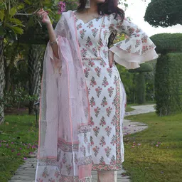 KALINI Women Ethnic Motifs Printed Regular Kurta with Trousers & With Dupatta image 5