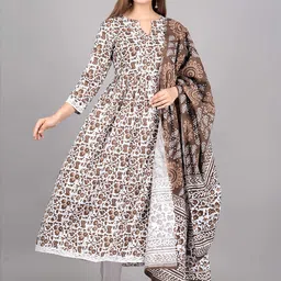 KALINI Printed Kurta with Trousers & Dupatta image 5