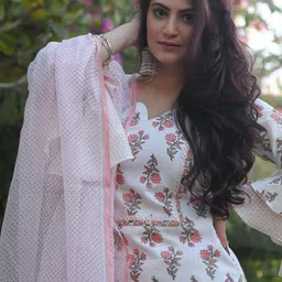 KALINI Women Ethnic Motifs Printed Regular Kurta with Trousers & With Dupatta image 3
