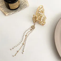 Yellow Chimes Women Gold-Toned & White Claw Clip-51