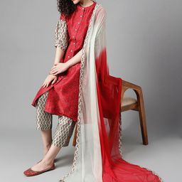 Khushal K Floral Printed Regular Kurta with Palazzos & With Dupatta image 1