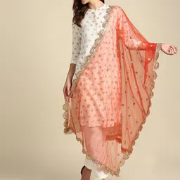 Dupatta Bazaar Red & Gold-Toned Ethnic Motifs Embroidered Dupatta-12