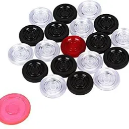 Carrom Coins of High Class Transparent Plastic (Pack of 20 Pcs with 1 Striker Carrom Pawns-image-32