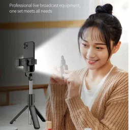 BUFONA Bluetooth Selfie Stick Tripod Stand with Shutter Remote, Flash Light +Carry Bag Tripod, Monopod, Monopod Kit, Tripod Kit image 5