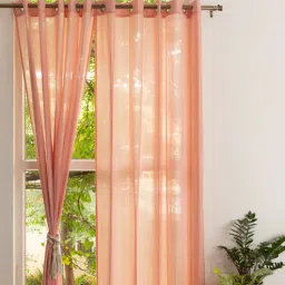 the yellow dwelling Rust Floral Cotton 7.5 Ft Sheer Eyelet Door Curtain-picture-31