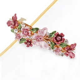 Yellow Chimes Women Pink & Green Butterfly & Floral French Barrette-image-17