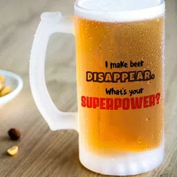 Indigifts I Make Beer Disappear Typography Print Frosted Beer Mug 470 ML-18