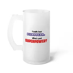 Indigifts I Make Beer Disappear Typography Print Frosted Beer Mug 470 ML image 3
