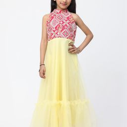 Ethnovog Girls Floral Embroidered Maxi Dress-image-29