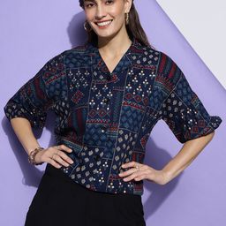 FashionsEye  Ethnic Motifs Printed Puff Sleeves Shirt Style Top-picture-24