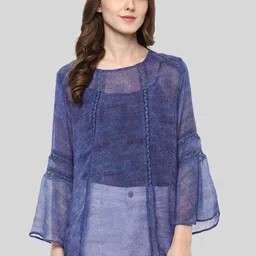 Moda Elementi Self Design Bell Sleeves Top-picture-0