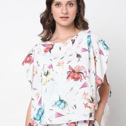 NOT SO PINK Floral Print Flutter Sleeve Georgette Top-image-24