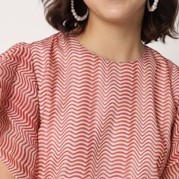 CHARMGAL Abstract Printed Flutter Sleeve Top image 3