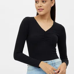 Harpa Women Black Striped Fitted Top-image-79