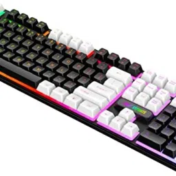 Ant Esports MK1400 / Rainbow LED Illumination, White and Black Keycaps, Backlit Membrane Wired USB Standard Gaming Keyboard Compatible with Desktop, Laptop, Mac Backlit Membrane Mixed Colour Lighting, White & Black Keycaps, Double Injection Key Caps image 2