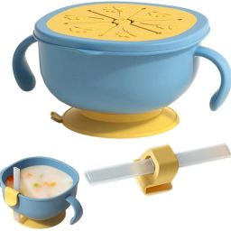 Baby Dual Handle Silicone Bowl Toddler Suction Sippy Lid - Silicone-image-3