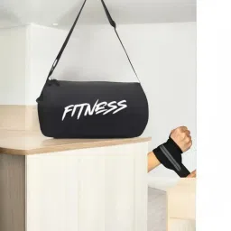 2in1 Pack of polyster Black Gym Bag full kit combo Fitness Accessory Kit Kit-image-25