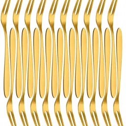 Stainless Steel Forks Set for Home, Kitchen & Restaurant (Golden, 20 Pcs) Stainless Steel Dessert Fork Set-image-72