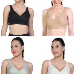 Pack of 4 Women Sports Non Padded Bra-image-1