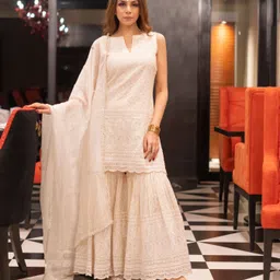 royal export Women Cotton Silk Kurta Sharara Dupatta Set-picture-13