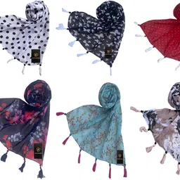 letz dezine Printed, Floral Print Chiffon Women Multicolor Scarf, Stole-picture-2