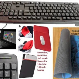 ANJO Keyboard&Mouse-Pad-Hub3.0-Cleaner-2in1OTG-Ext-LED-Skin-14.6iScrn&KeyGuard&Sleeve Combo Set image 2