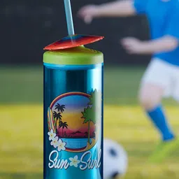 Kookee Blue Single Stainless Steel Printed Sipper Water Bottle 275 ml-image-44